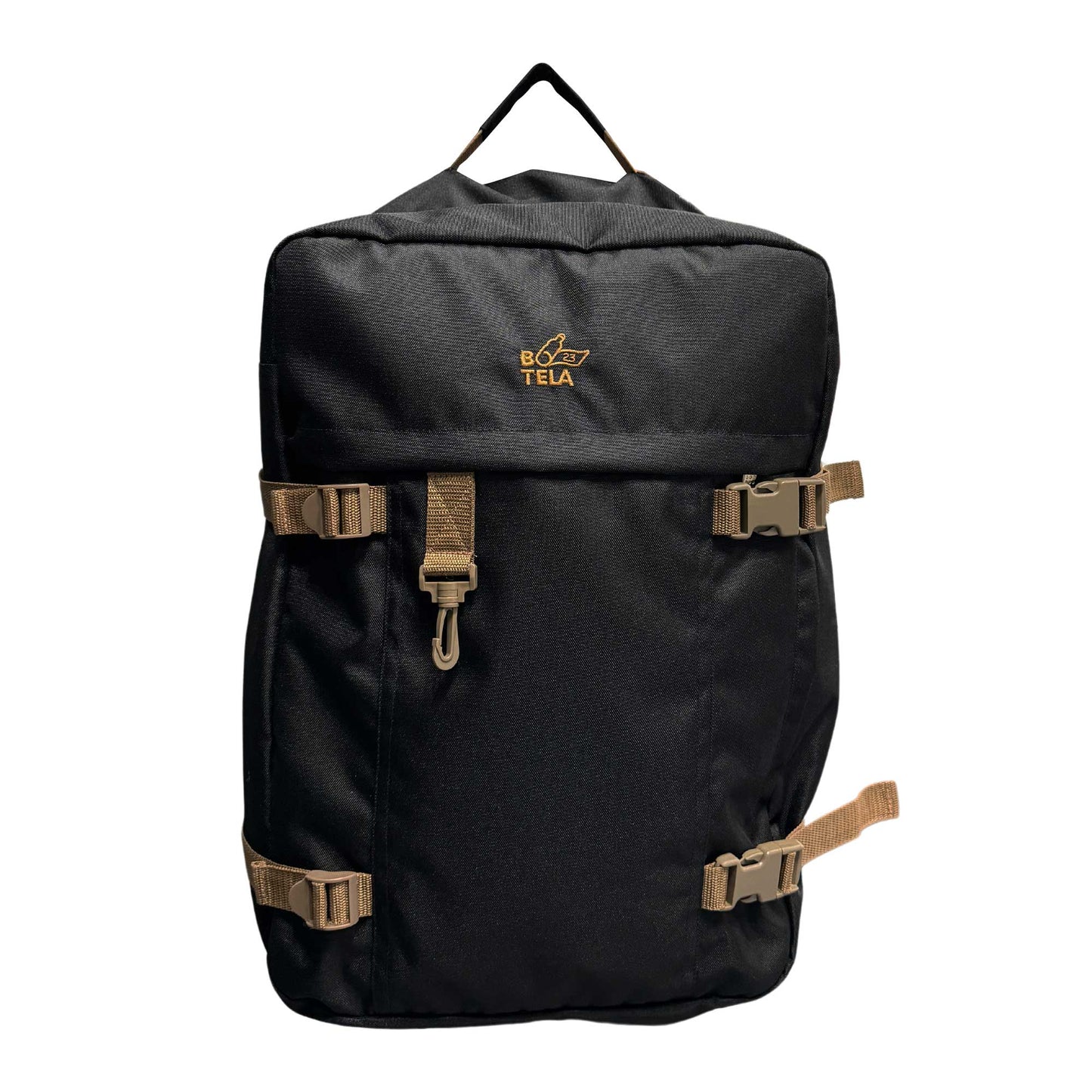 Mochila de viaje sustentable negra 40 lts