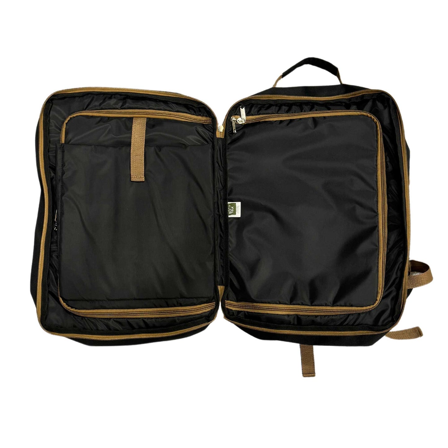 Mochila de viaje sustentable negra 40 lts
