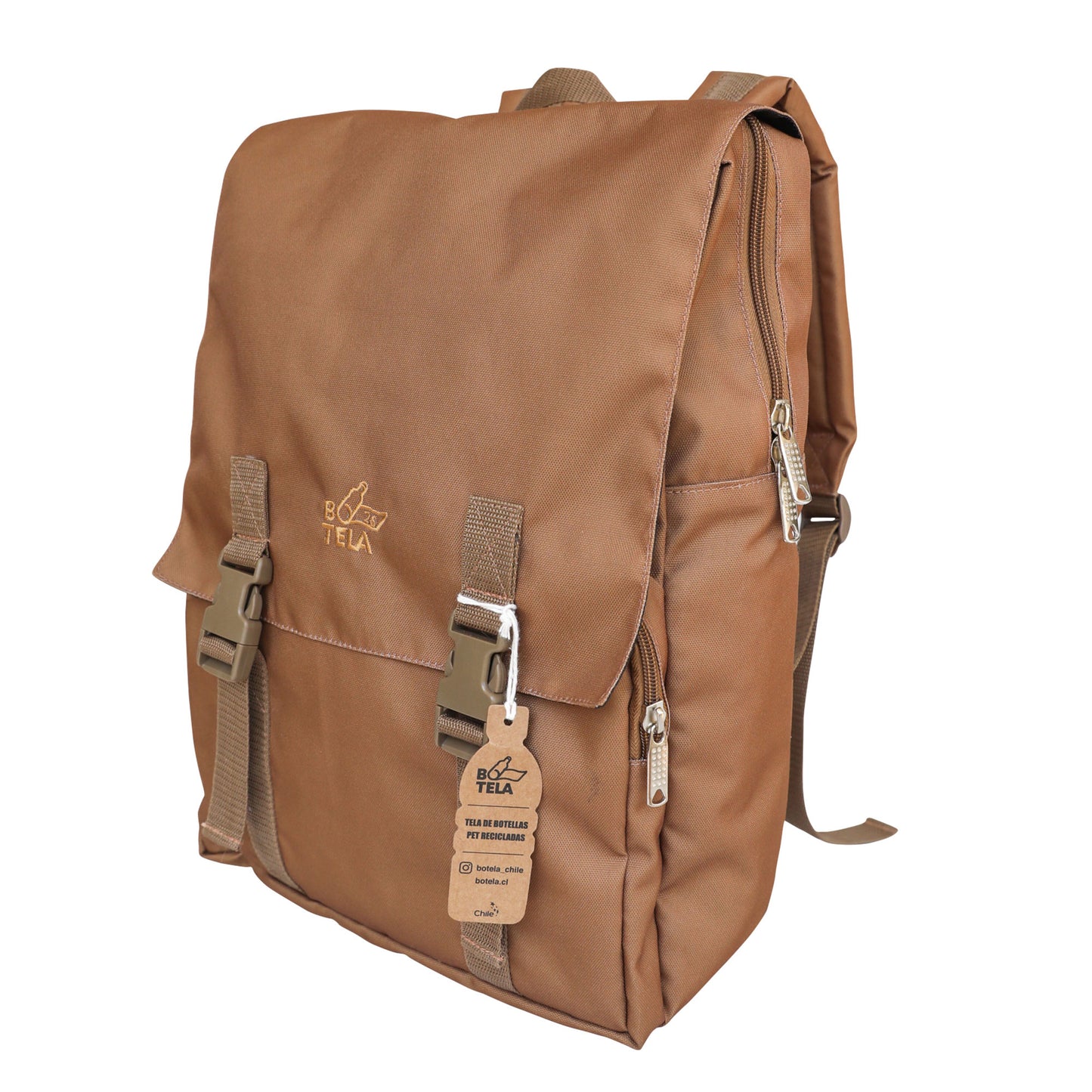 Mochila cuadrada sustentable para notebook 13" - 15.6" café