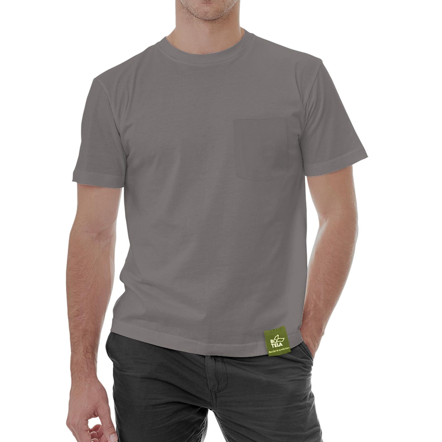 Polera sustentable hombre manga corta gris