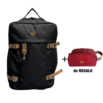 Mochila de viaje negra 40 lts + Estuche cosmetiquero GRATIS + Envío GRATIS