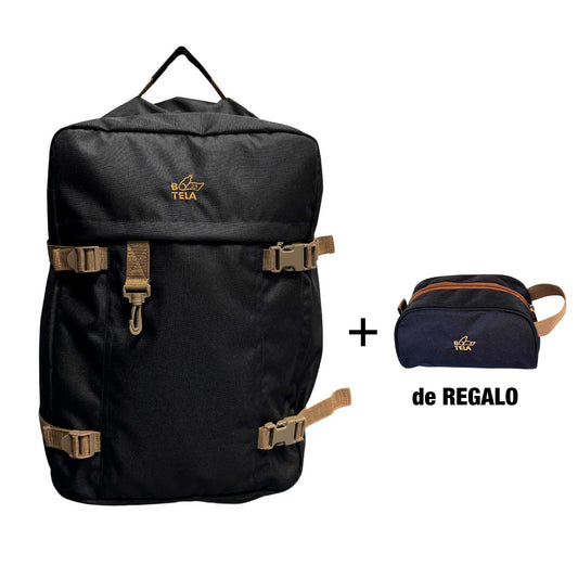 Mochila de viaje negra 40 lts + Estuche cosmetiquero GRATIS + Envío GRATIS