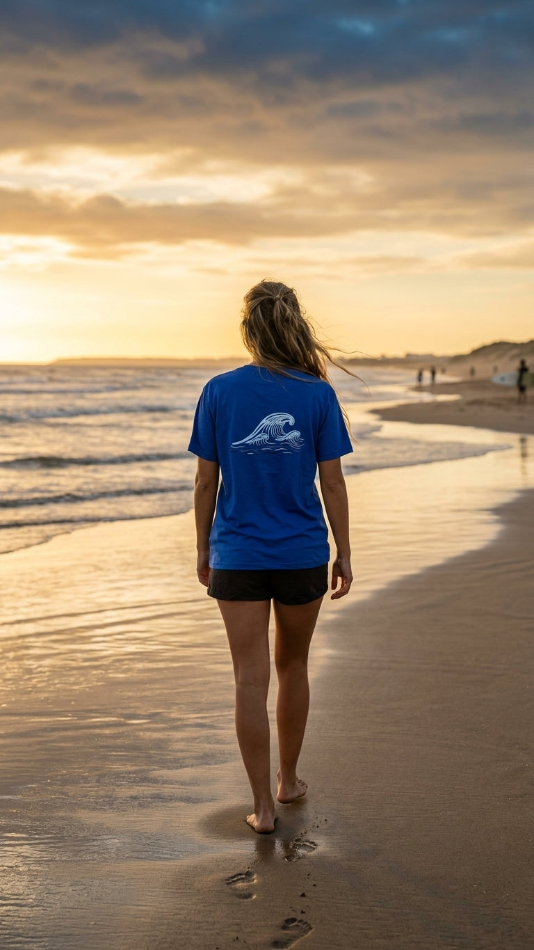 Polera sustentable unisex azul