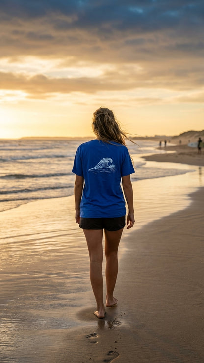 Polera sustentable unisex azul